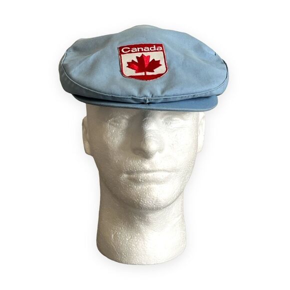 Vintage Blue Cabby Ascot Canada Driver Cap Embroidered Patch Adjustable SnapBack - Picture 3 of 12